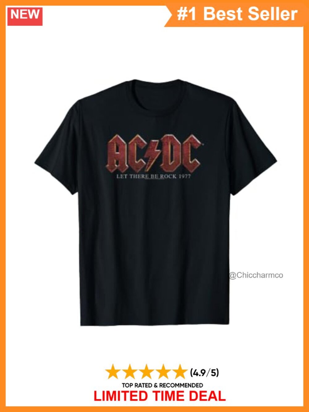 AC/DC Let There Be Rock 1977 Title Text T-Shirt